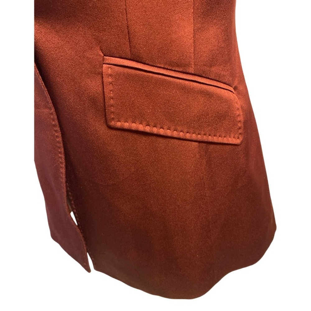 Marella By Max Mara Cognac Satin Jacket Size Small Pit 17 - Picture 15 of 17